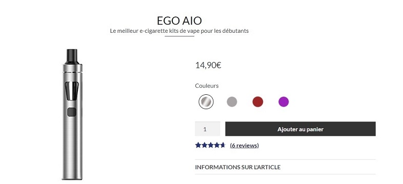 Le kit cigarette électronique économique Ego Aio