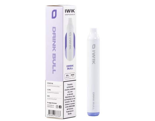 Boite et cigarette electronique jetable IWIK vape pen gout drink bull
