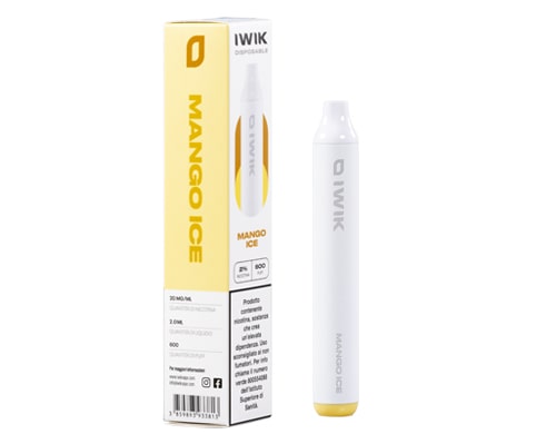 Boite et cigarette electronique jetable IWIK vape pen gout mango ice
