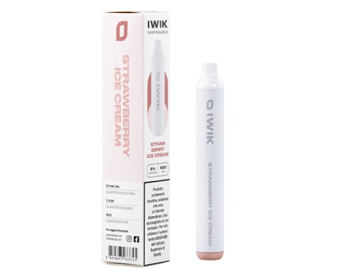 Boite et cigarette electronique jetable IWIK vape pen gout strawberry ice cream