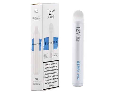 Boite et cigarette electronique jetable IZY vape pen gout berry mix