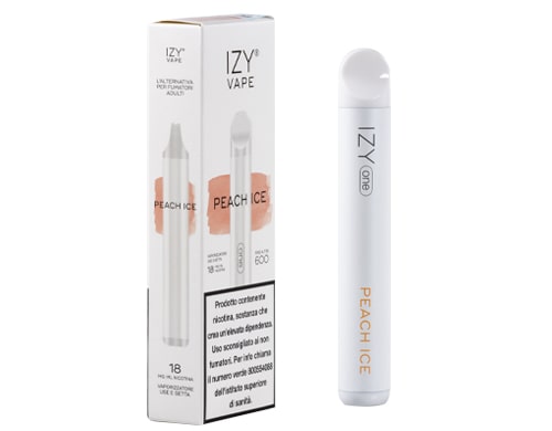 Boite et cigarette electronique jetable IZY vape pen gout peach ice