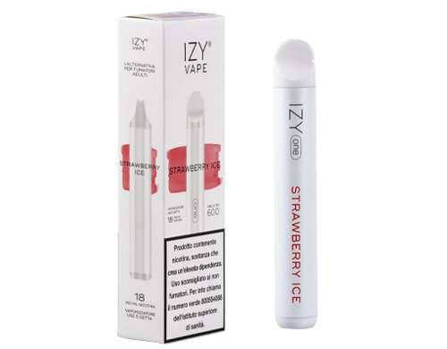 Boite et cigarette electronique jetable IZY vape pen gout strawberry ice