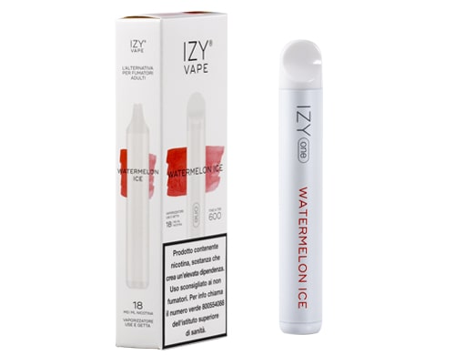 Boite et cigarette electronique jetable IZY vape pen gout watermelon ice