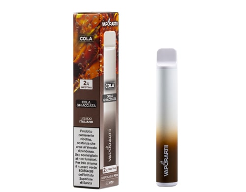 Boite et cigarette electronique jetable VAPORART vape pen gout cola