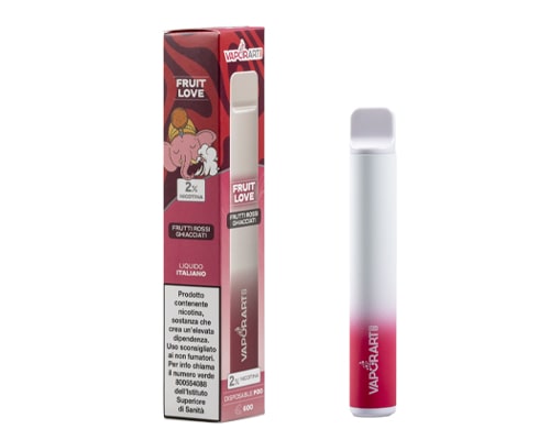 Boite et cigarette electronique jetable VAPORART vape pen gout fruit love