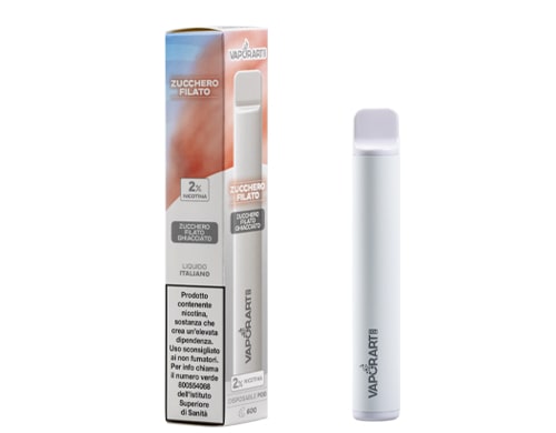 Boite et cigarette electronique jetable VAPORART vape pen gout zucchero filato